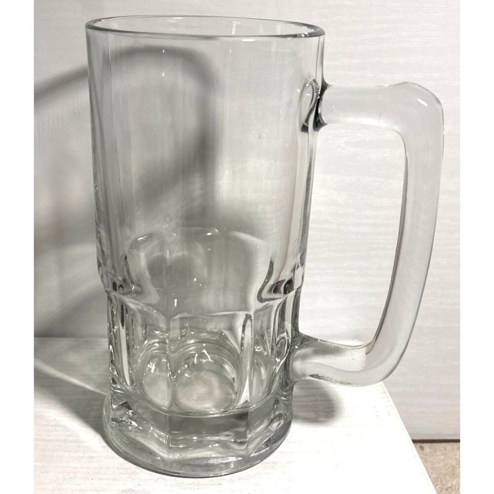 Glass Beer Mug 8" Tall Heavy-Duty Clear Handle Durable Classic Design 33oz